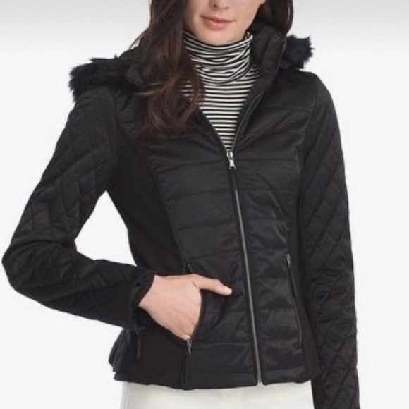 White House Black Market Jackets & Blazers - 🎉HP🎉 White House Black Market WHBM Hooded Faux Fur Trimmed Jacket/Coat